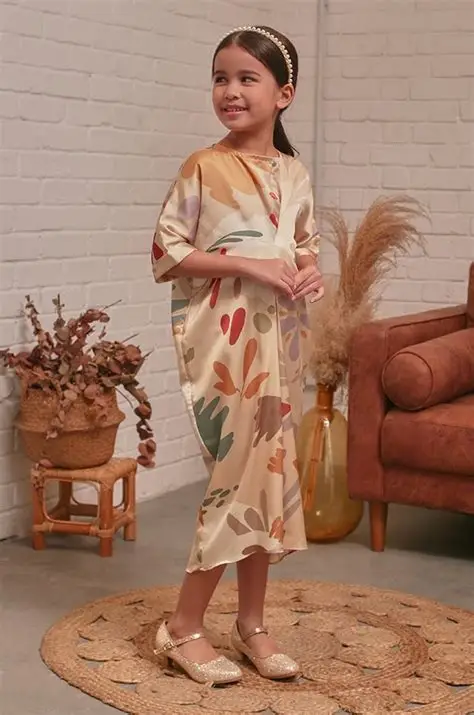 Little Girls Kaftan - Beige Modern